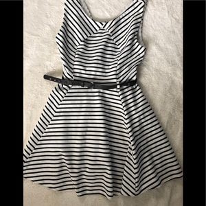 Striped dress with studded belt
